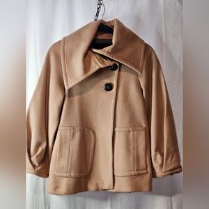 Zara Women's Camel Wool Blend Pea Coat